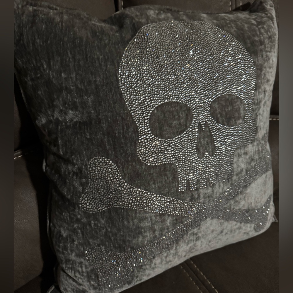 Magaschoni Rhinestone Skull Decorative Pillow - Picture 2 of 5